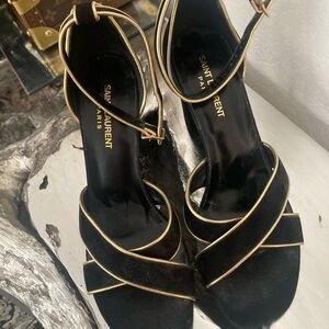 Saint Laurent Black and Gold Women's Shoes